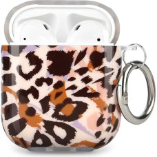 Newseego Airpods 2 dėklas mergaitėms moterims, stilingas mielas leopardo raštas, Airpods dėklas 2 kartos su karabinu, minkštas TPU ausinių dėklas, smūgiams atsparus apsauginis dėklas Airpods 1/2 įkrovimo dėklas