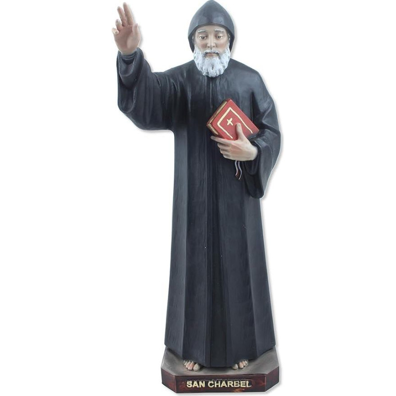 Proposte Religiose Hand Painted St Charbel Statue Height 30cm