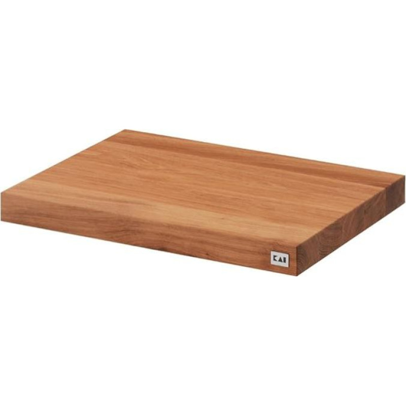 KAI Schneidbrett Hackblock hell aus Eiche mit rutschfesten Gummifüßen Abmessung 39 x 26 x 3,6 cm - Profesionelles Hochwertiges Schneidbrett Unterlage, Hackbrett Eiche