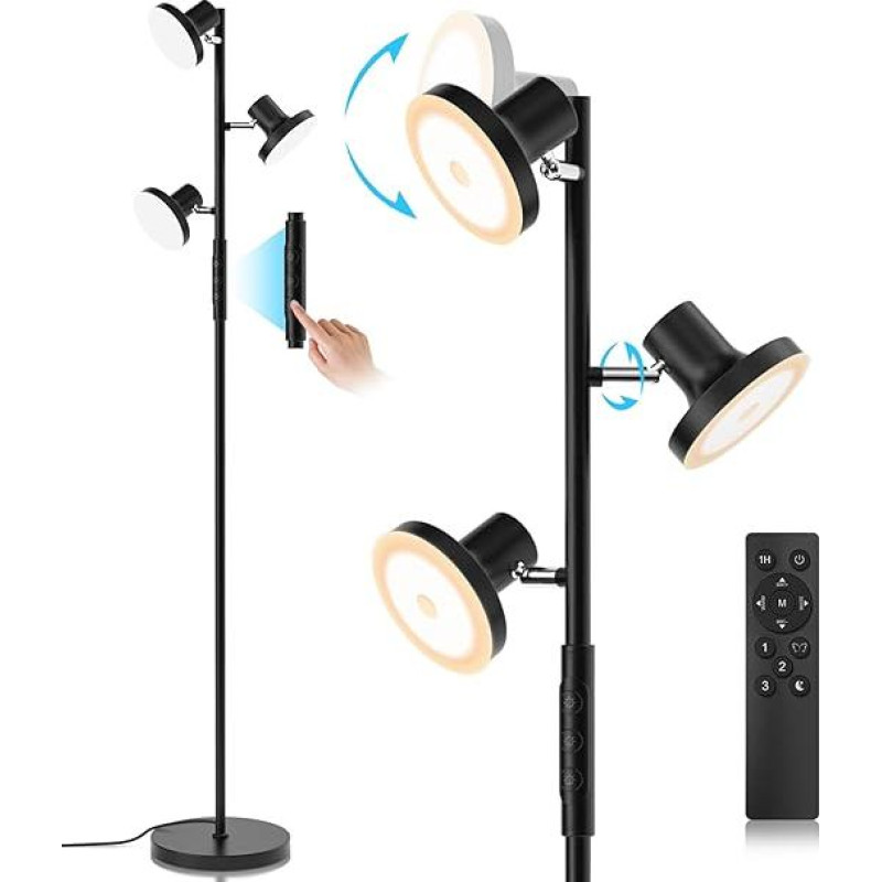 SIBRILLE Floor Lamp LED Dimmable, 36 W Uplighter LED Dimmable 2500LM with Remote Control & Touch 2700 K - 6500 K, 3-Light Reading Lamp Modern Floor Lamp Floor Lamp for Living Room Bedroom Office Hotel