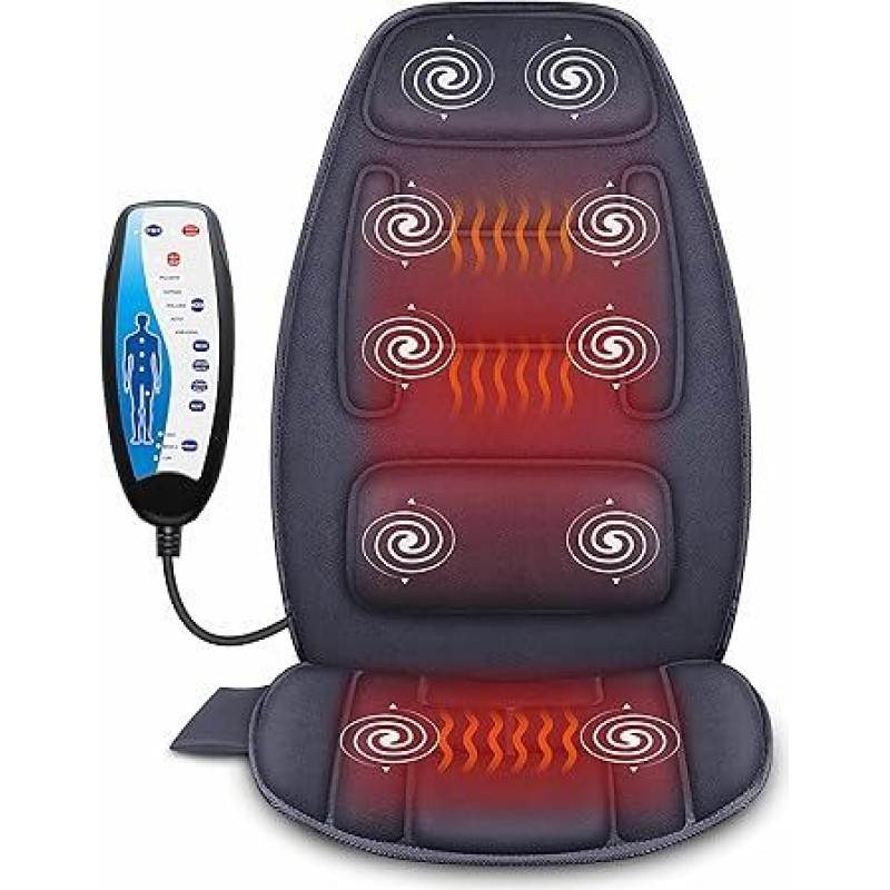 Snailax Massage Seat Cover with Heat, 10 Vibration Motors, Massage Pad with Vibration for Back and Neck, Seat Cushion for Relaxation, Back Massager for Home, Office, Gifts