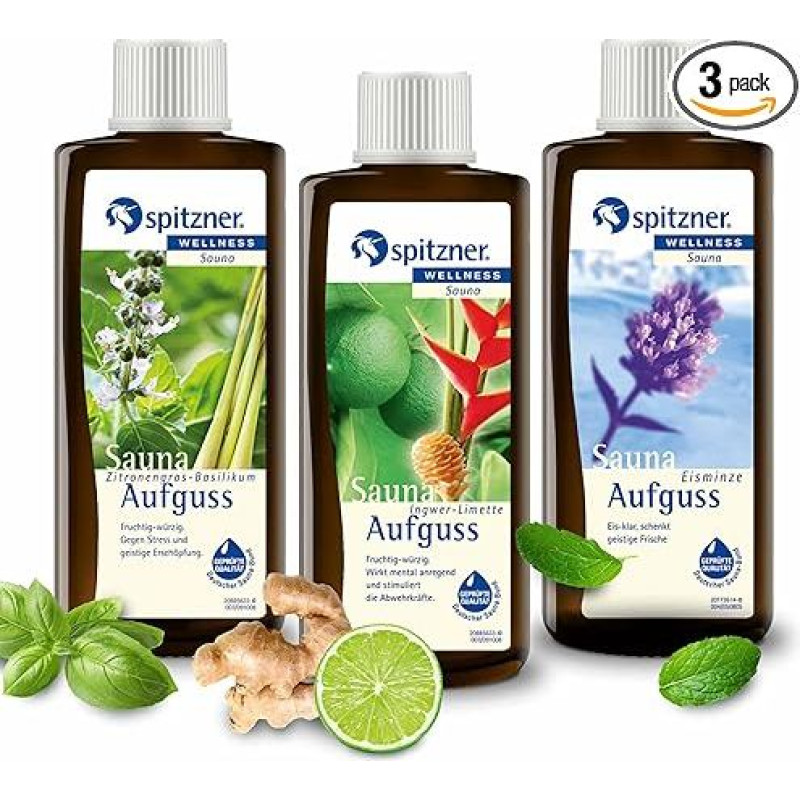 Skanus pirties užpilas: Citrinžolės ir bazilikas, imbieras ir liepa, ledinė mėta (3x190ml) iš Spitzner