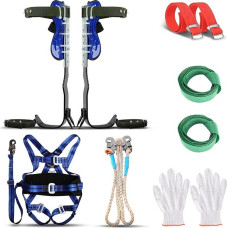 Aomdom Tree Climbing Equipment Set, Tree Climbing Tree Spikes with 2 Gears and 5-Point Safety Belts, Adjustable Calf Height (Blue)