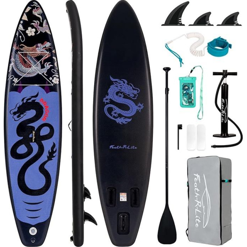 FEATH-R-LITE Stand Up Paddle Boards 11ft Inflatable Paddleboards for Youth&Adults with Accessories Including Adjustable Paddle, Backpack, Pump, Leash, Fins