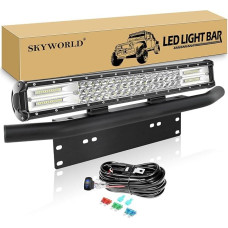 SKYWORLD LED šviesos juostos, 51 cm 288 W LED darbinių šviesų juosta su universaliu aliuminio priekiniu bamperiu, valstybinio numerio laikikliu, 