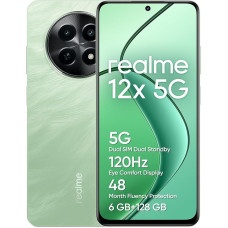 realme 12x 5G išmanusis telefonas 6+128 GB, 50MP AI kamera, 5G Dual SIM Dual Standby, TÜV SÜD 48 mėn. apsauga, 120 Hz Eye Comfort ekranas, 360° NFC, 5000 mAh baterija, žalios spalvos (be adapterio)