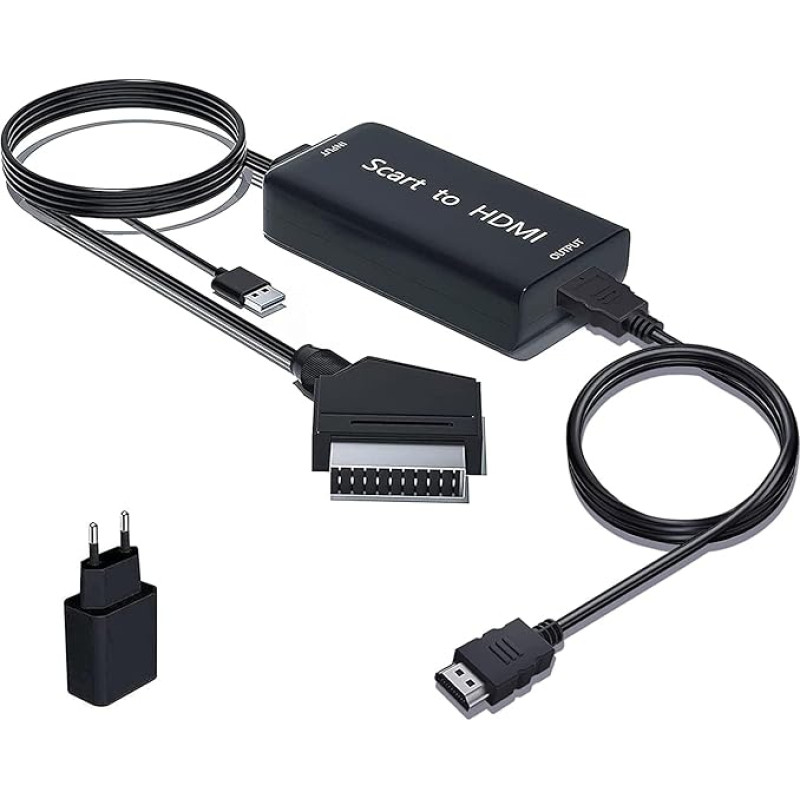 AMANKA Scart ir HDMI kabelių keitiklis, adapteris ir Scart kabelis Full HD 1080P vaizdo ir garso keitiklis HDTV STB VHS Xbox PS3 Sky DVD Blu-ray ir kt.