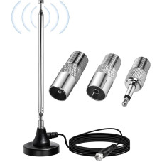 FM / DAB radijo antena, FM antena stereosistemai su magnetiniu pagrindu ir 3 m, tinkanti CD grotuvams, automobiliniams radijo imtuvams, namų radijo imtuvams, namų stiprintuvams ir kt.