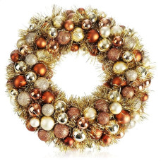 com-four® Door Wreath for Christmas - Advent Wreath with Tinsel and Christmas Baubles in Beautiful Colours - Lovely Shiny Christmas Decoration - Table Wreath