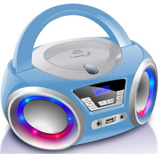 Nešiojamas CD grotuvas Boombox CD/CD-R USB FM radijas AUX-In ausinių lizdas CD grotuvas LED disko žibintai Vaikų radijas CD radijas CD radijas Stereo kompaktiška sistema