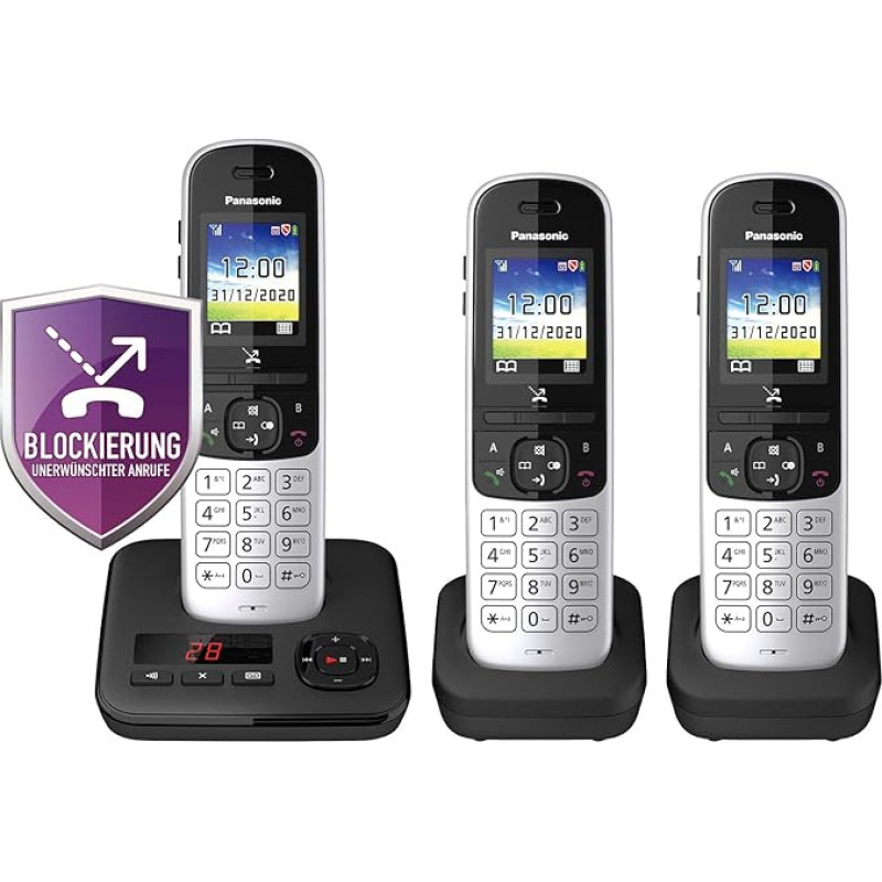 Panasonic KX-TGH7 Cordless Phone, black/silver