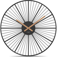 Cander Berlin Barla XXL sieninis laikrodis Tylus 50 cm metalinis medinis laikrodis be tiksėjimo Milžiniškas didelis modernus juodas gyvenamasis kambarys Virtuvė Derlius