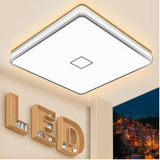 Airand Ceiling Light LED Ceiling Light Bathroom 24 W 2050 LM Bathroom Lamp Bright IP44 Waterproof Square Bathroom Lamp 3000 K Warm White Modern Ceiling Light for Bedroom Kitchen Balcony Cellar Hallway