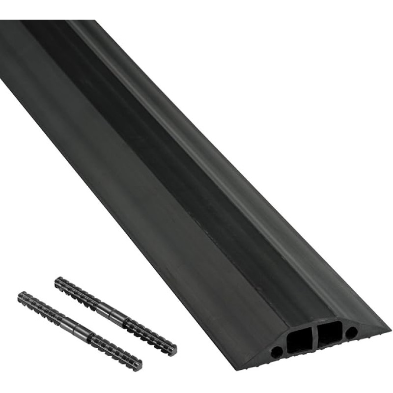 D-Line Floor Cable Bridge FC83B/2C/9M with Plug Connection, Modular Hose Bridge, Floor Cable Cover, Floor Cable Duct, 83 x 15 mm Wide, 9 m Length, Black