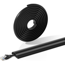 Floor Cable Protector, 2m Cable Covers for Wires, Floor Cord with Small Single Channel, Flexible Rubber Cable Floor Cover for Office, Home, External Cable Protector, Black, 11mm(W) x 7mm(H)