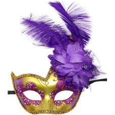 NICEYEA Damen Federmaske Venezianische Halloween Karneval Kostüme Party Ball Abschlussball Maske Frauen Feder Maskerade Maske Cosplay Augenmaske Gesichtsmaske mit Glitzer und Federn