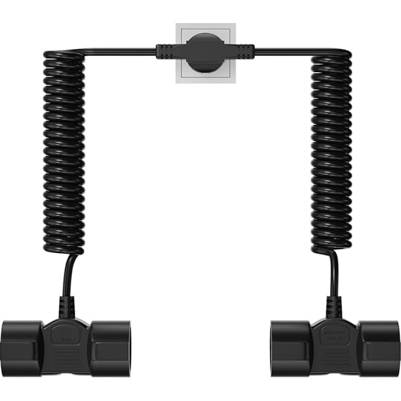 Įžeminimo kontaktų spiralinis ilgintuvas su 4 krypčių lizdais, 2 m 