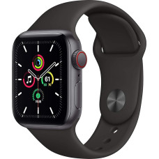 Apple Watch SE 2020 (GPS + Zellular, 40MM) Aliuminio laikrodis Space Grau su juoda sportine apyranke (Bendra)