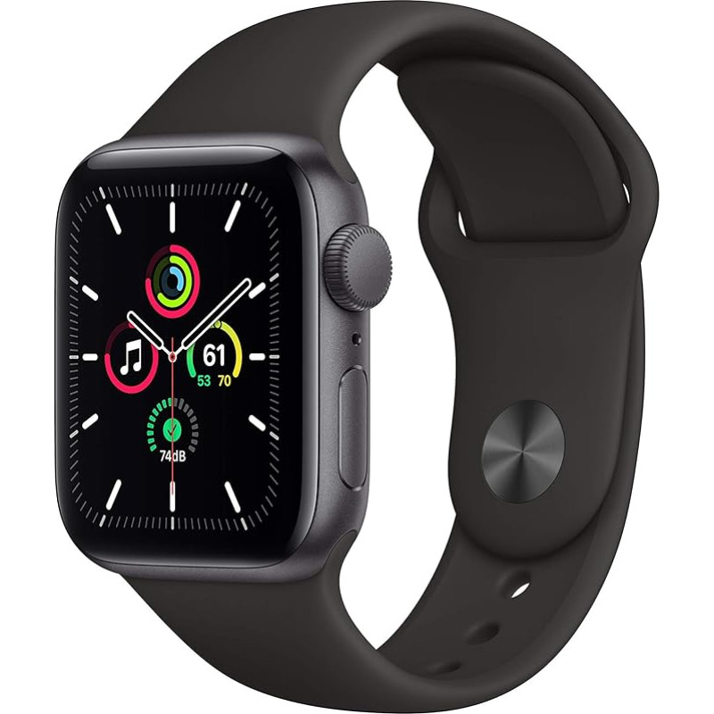 Apple Watch SE 2020 (GPS, 40MM) Aluminiumgehäuse Space Grau mit Schwarz Sportarmband (Generalüberholt)