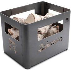 BRISA VW Collection - Volkswagen Corten Steel Fire Basket Grill Bowl in Drinks Crate Shape Multifunctional (Black/Corten Steel)