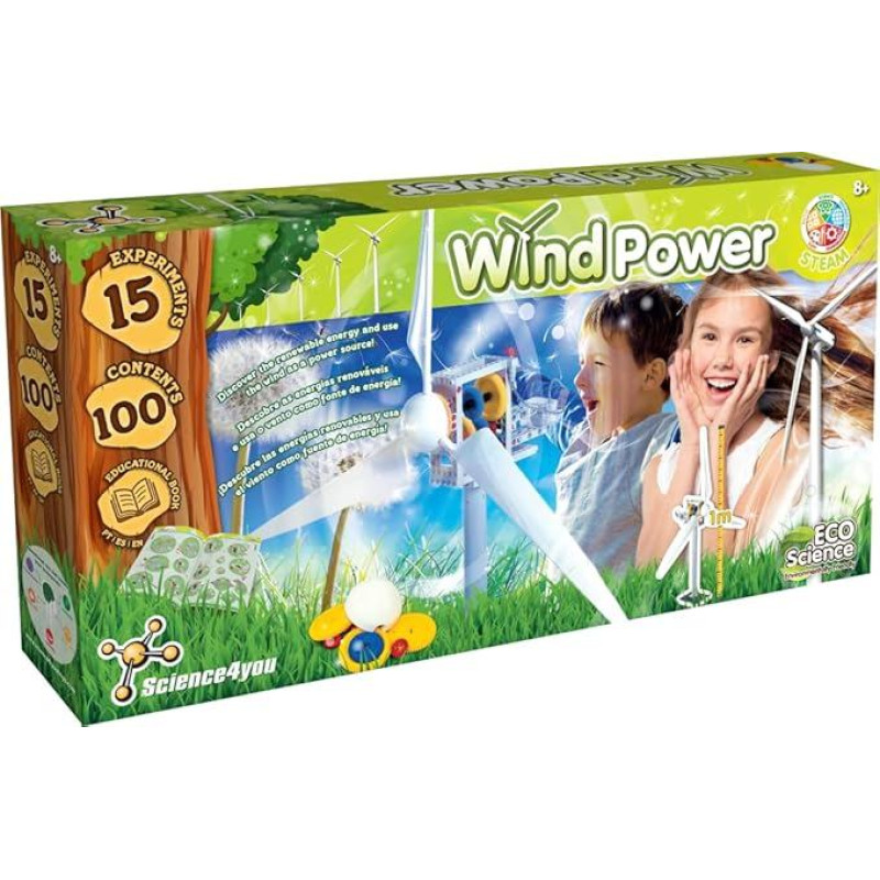 Science4you - Giant windmill 1 meter wind. Ecological and educational toy for children 8 9 10 years old. Use renewable energy to charge batteries