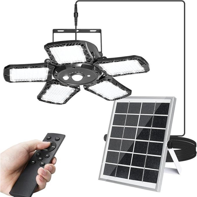 INDARUN Solar Lights for Outdoor Indoor Use with Remote Control, 1200LM 160 LED Solar Lights for Outdoor Garden Hanging with Motion Sensor, IP65 Waterproof Solar Hanging Lamp for Garage, Yard, Stairs,