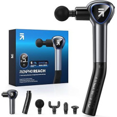 Massagepistole mit Verlängerungs Griff, RENPHO Reach Massage Gun Massagegerät, Muskel Massagepistole mit Berührbarem LED Bildschirm für Heimtraining, Ganzkörper Muskel Massage und Entspannung, Schwarz