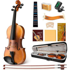 CAHAYA Solid Wood Violin 4/4 Matt Handmade: Violin Set for Beginners Adults Students and 12 Year Old Children - Solid Wood Violin with Violin Case Shoulder Rest Tuner Rosin