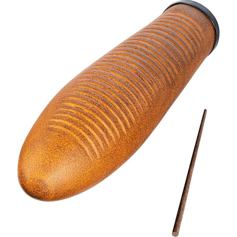 Meinl Percussion Fibreglass Güiro Instrument, Hollow Musical Instrument with Rubberised Grip Holes, Three Playing Surfaces, Fibreglass, Brown (GU7BR)