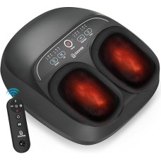 COMFIER Shiatsu pėdų masažuoklis su šiluma, elektrinis pėdų masažuoklis, 3D minkymo, ritininis ir oro kompresijos, 3 intensyvumų, skirtas pavargusiems raumenims ir padams, juodas, iki 46 dydžio batų