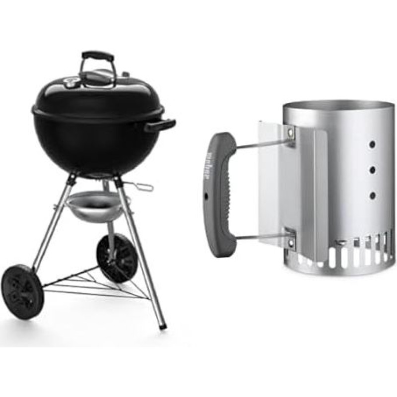Weber Original Kettle Charcoal Grill, 47 cm, Black (13101004) & Compact Rapidfire Barbecue Fireplace Lighter, 15 cm