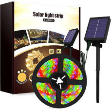 KINGCOO Solar LED Strip Outdoor, Waterproof, 10 m, 240 LED Strip, Dimmable Ribbon Light Strips, 8 Modes with Remote Control, for Garden Trees, Home, Christmas, Patio, Party Decoration (Multi-Colour)