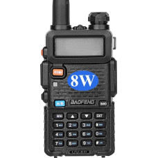 BAOFENG BF UV-5R 8 vatų dviejų dažnių dvipusio ryšio radijo stotis (144 MHz-146 MHz VHF ir 430 MHz-440 MHz UHF) su visu komplektu, juoda