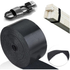 TEUVO Velcro kabelių raiščiai, 50 mm x 5 m, nelipnios velcro juostos, skirtos kabelių rišimui, 