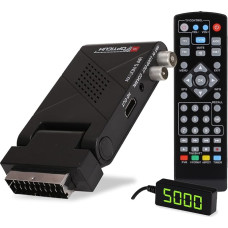 RED OPTICUM AX Lion 5 AIR DVB-T2 imtuvas PVR I DVB-T2 HD imtuvas su įrašymo funkcija Išorinis infraraudonųjų spindulių jutiklis su LED ekranu SCART / HDMI jungtis USB 2.0 I 12 V maitinimo šaltinis Idealiai tinka stovyklavimui