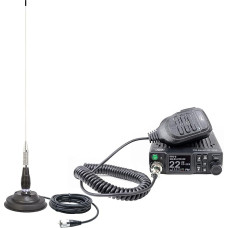 CB-Funk PNI Escort HP 8900 ASQ, 12-24 V + CB antena PNI ML100 su magnetiniu pagrindu, 12 V/24 V maitinimo šaltinis, RF stiprinimas, Roger signalas, CTCSS-DCS, dvigubas laikrodis