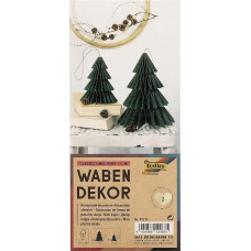 folia 49211 Honeycomb Decoration Classic Xmas Trees, Kalėdų pakabukas, 2 vnt., apie 20 ir 13 cm aukščio, sulankstoma kalėdinė dekoracija, skirta naudoti patalpose