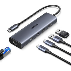 UGREEN 10 Gb/s USB C šakotuvo eterneto adapteris su 2 x USB C 3.2 ir 2 x USB A Gigabit suderinamas su 