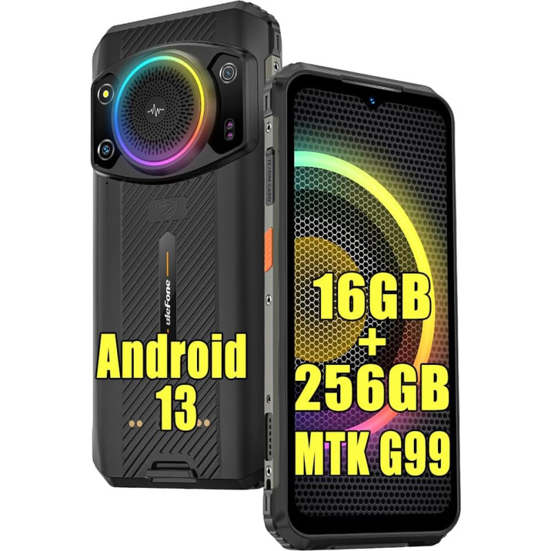 Ulefone Armor 21 16GB + 256GB Lauko mobilieji telefonai be sutarties Android 13, MTK G99 3,5W garsiakalbis Lauko išmanusis telefonas be sutarties, 64MP + 24MP naktinio matymo kamera, 6,58 colių FHD+, 9600 mAh,