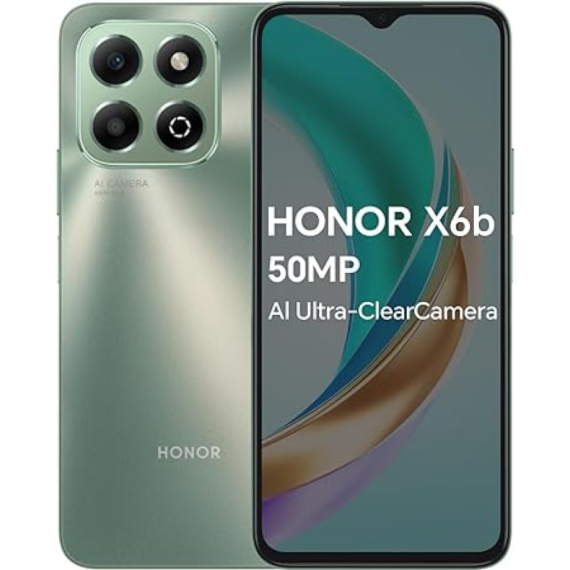 HONOR X6b 4G išmanusis telefonas, 4GB, 128GB, 6,56 colių 90Hz TFTLCD, 5200 mAh baterija, 50 MP pagrindinė kamera, 