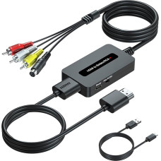 SUNNATCH HDMI į S-Video RCA konverterio kabelis su S-Video + RCA + HDMI kabeliu, HDMI Svideo adapteris, HDMI į kompozitinį AV CVBS konverterį, HDMI į S-Video RCA konverterį