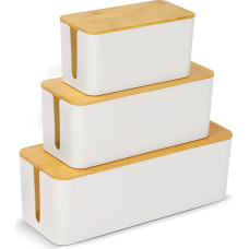 Kabelių laikymo dėžė, 3 didesnių kabelių organizavimo dėžė, laidų tvarkymas, 40,6 x 15,7 x 13,7 cm, 32 x 13,5 x 13 cm ir 23,4 x 11,9 x 11,9 cm.