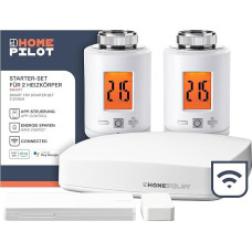 HOMEPILOT Heizung Smart-Home Starter-Set - 2X Heizkörper-Thermostat, 1x Fensterkontakt + Gateway Premium, Zentrale inkl. App & Sprachsteuerung (Google & Alexa kompatibel)