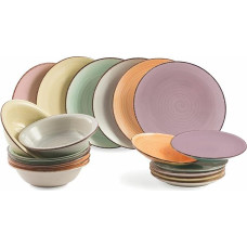 Villa d'Este Home Tivoli 2197966 Baita Acquarell Dinner Set 18-Piece Hand-Painted Stoneware 6 Assorted Tabletops