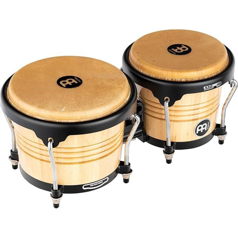 Meinl Percussion Bongos Marathon Series - 2 hand drums with 6.75 and 8 inch - incl. tuning key - Siam oak, natural high gloss (FWB190NT)