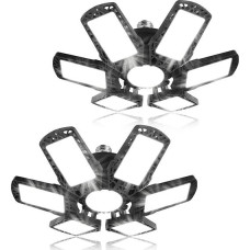 Kakashome 2 x LED garage lights, 185 W, 18500 lm, 6500 K garage light with 6 adjustable panels, E26/E27 garage lighting, ceiling lighting for garage, warehouse, workshop, basement, gym