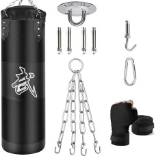 ZERUIDM Punching Bag Set, Heavy Duty Punching Bags, Neužpildyta, Kabantys bokso maišą suaugusiems vaikams, Punching Bag su bokso tvarsčiais, lubų kabliai, grandinė, Kikbokso, kovos menų, Muay, Thai,
