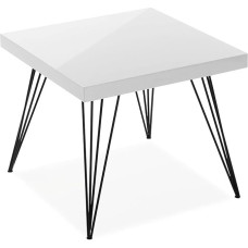 Versa Denver Side Table for Living Room, Bedroom or Kitchen Modern Low Table Measures 43 x 50 x 50 cm (H x L x W), Wood and Metal, White