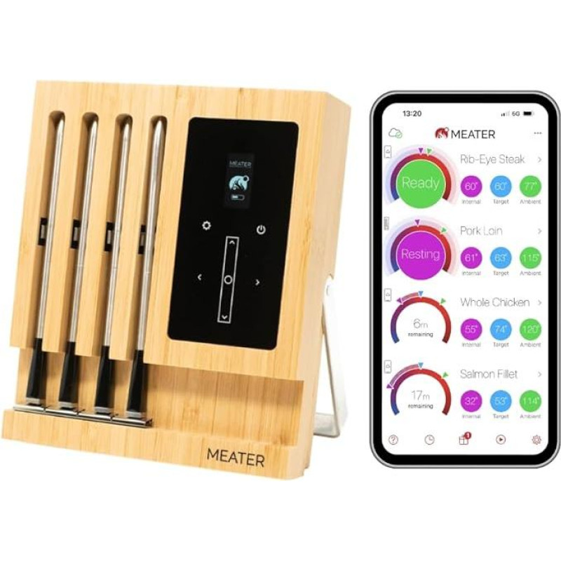 Meater Block premium wireless smart meat thermometer for oven grill kitchen BBQ smoker rotisserie with Bluetooth and WiFi digital connection