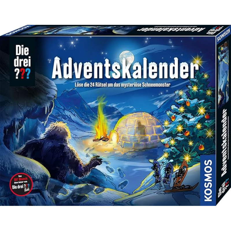 Die drei Advent Calendar 2023 by KOSMOS 632533, išspręskite 24 jaudinančias dėliones apie paslaptingą sniego monstrą, žaislų ir galvosūkių advento kalendorius vaikams